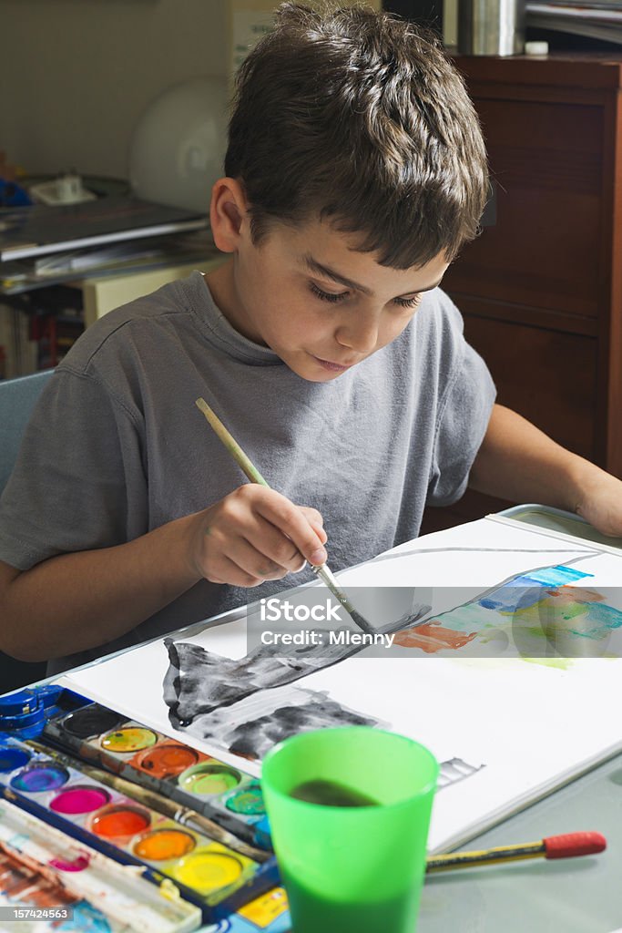 少年水彩画に - 1人のロイヤリティフリーストックフォト