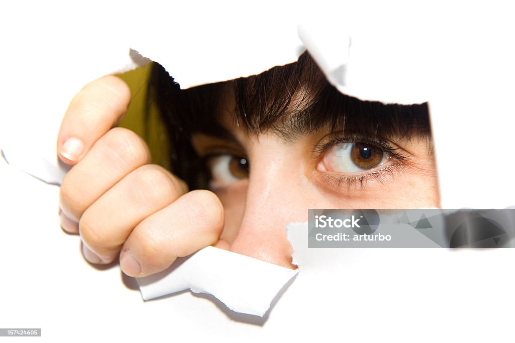 watching eyes looking into camera  Paper Stock Photo
