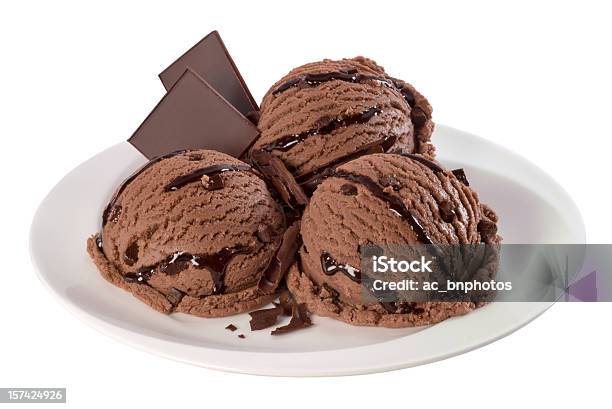 Gelado De Chocolate Bolas Traçado De Recorte - Fotografias de stock e mais imagens de Gelado - Gelado, Chocolate, Gelado de Chocolate