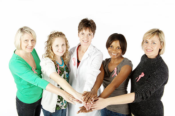 Breast Cancer Awareness Group of Women stock photo