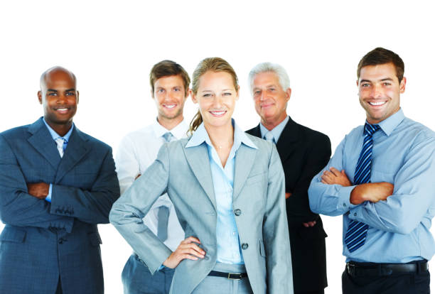istock Business people standing together and smiling 157425242