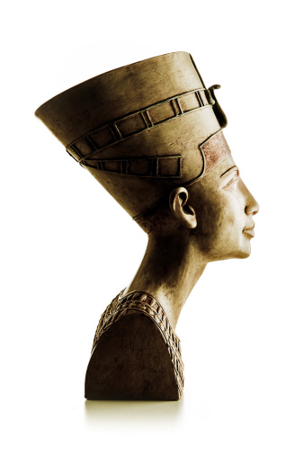 bust of Nefertiti, the great royal wife of Pharaoh Akhenaten