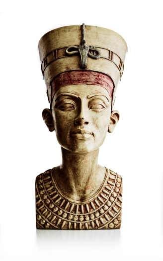bust of Nefertiti, the great royal wife of Pharaoh Akhenaten