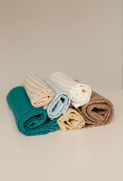 istock linen napkins lie twisted on the table. 1574272113