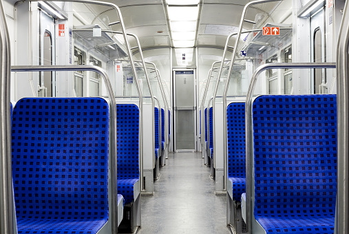 interior of the modern fast train inside and regional Italian trains