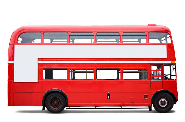 bus di londra diretto isolato con clipping path - transportation bus mode of transport public transportation foto e immagini stock