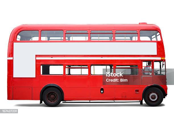 London Bus Isolated With Clipping Path Stock Photo - Download Image Now - Bus, London - England, Double-Decker Bus