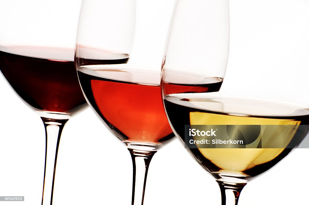 Branco, rosa e vinho tinto - Foto de stock de Taça de vinho royalty-free