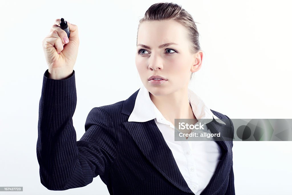 Business emotion! Studio shot! isolated white! smile business woman! Adult Stock Photo