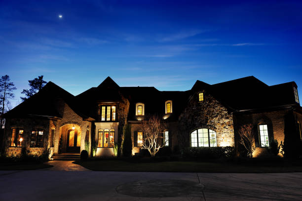 istock Luxury Home Exterior At Night 157428037