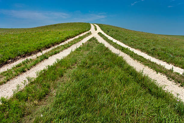 revertido vista de fork in the road, a juntar-se - connection merger road togetherness imagens e fotografias de stock