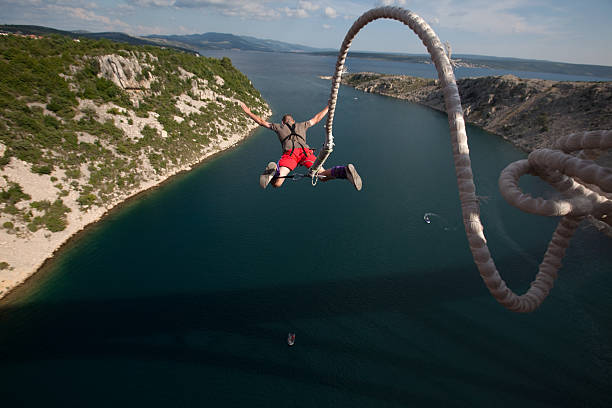 bungee jump stock photo