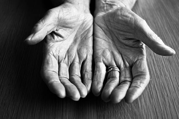 Black And White Photo Of An Old Ladies Hands