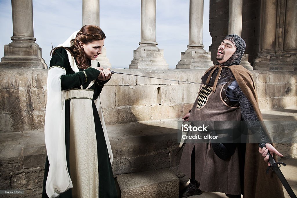 Coraggiosi Principessa, medievale azione. - Foto stock royalty-free di Cavaliere