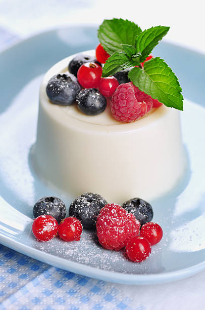 istock Panna cotta with fruits and mint 157429127
