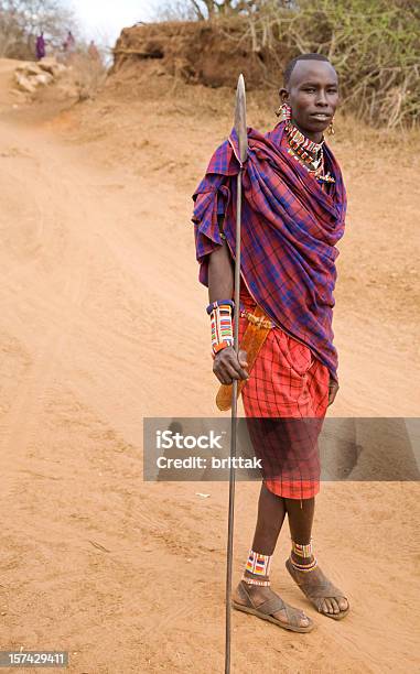 Young Maasai Warrior With Spear Stock Photo - Download Image Now - Adult, Africa, African Culture