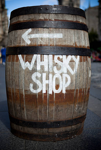 istock Empty whisky barrel advertising shop 157429417