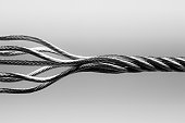 Wire rope. SteelTwisted Connection Cable Abstract Strength Concept