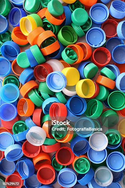 Plastic Caps Background Stock Photo - Download Image Now - Plastic, Bottle Cap, Recycling