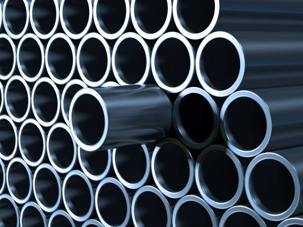 metall-pipes - shiny pipe metal tube stock-fotos und bilder