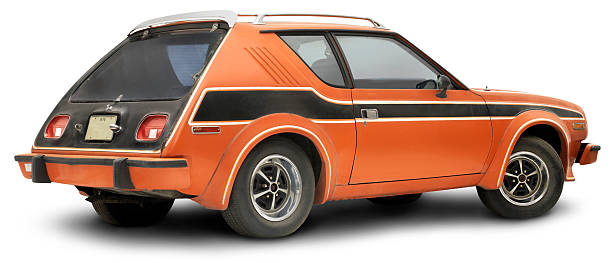 Vintage 1978 Orange Gremlin, isolated on white  bumper photos stock pictures, royalty-free photos & images