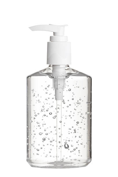 Hand Sanitizer Gel in Clear Pump Bottle stock photo