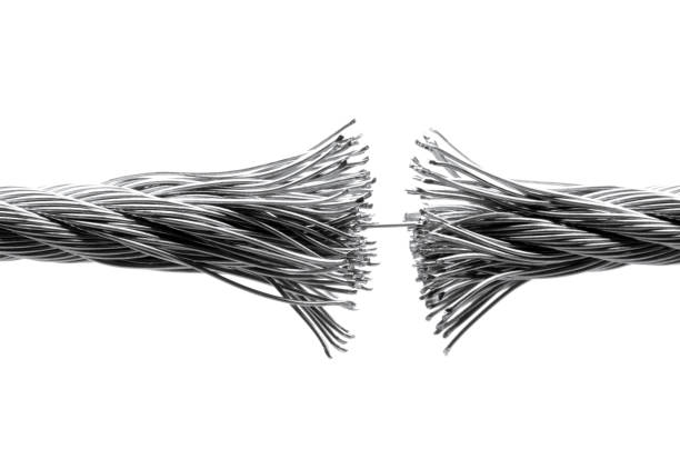Disrupting wire rope isolated Macro close up of a disrupting wire rope isolated on white. chain object photos stock pictures, royalty-free photos & images