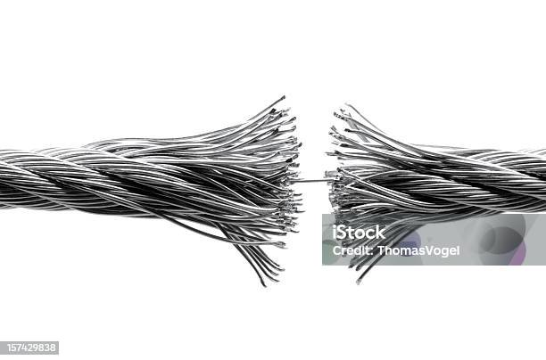Disrupting Wire Rope Isolated Stock Photo - Download Image Now - Frayed, Emotional Stress, Breaking