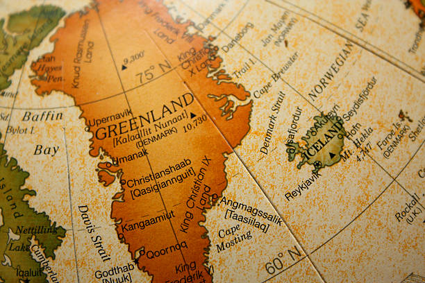 Old map depicting Greenland and Iceland Map of Greenland and Iceland greenland photos stock pictures, royalty-free photos & images