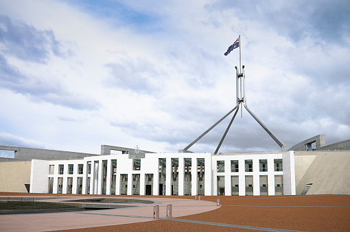 New Government House, the meeting place of Australia's national Parliament.  Canberra, Australian Capital Territories