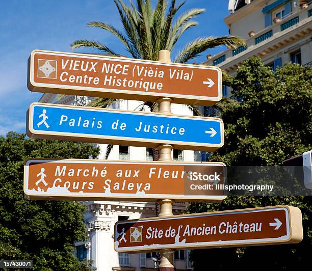 Foto de Placa De Rua Em Nice França e mais fotos de stock de Cidade - Cidade, França, Placa de estrada