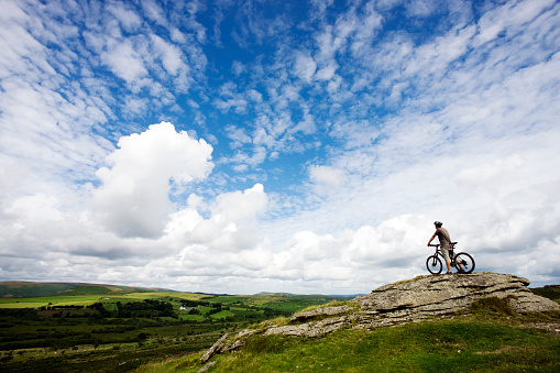 Man on a mountain bike, Dartmoor, UK