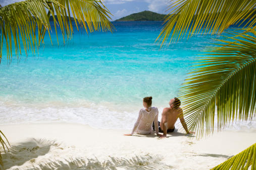 couple relaxing on the Caribbean beach