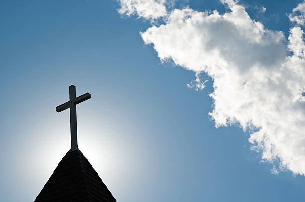 istock Church Steeple, Cross, and Sunlight 157430291