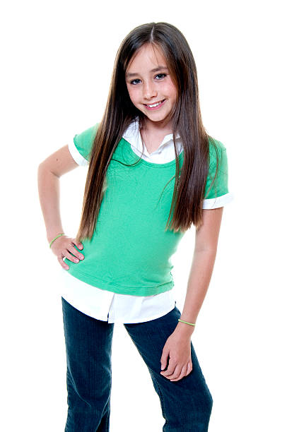 istock Young School Girl on White 157430416