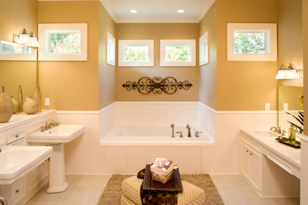 A modern loft style bathroom interior design