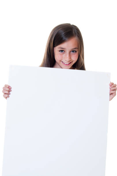 istock Young girl holding a blank sign 157430698