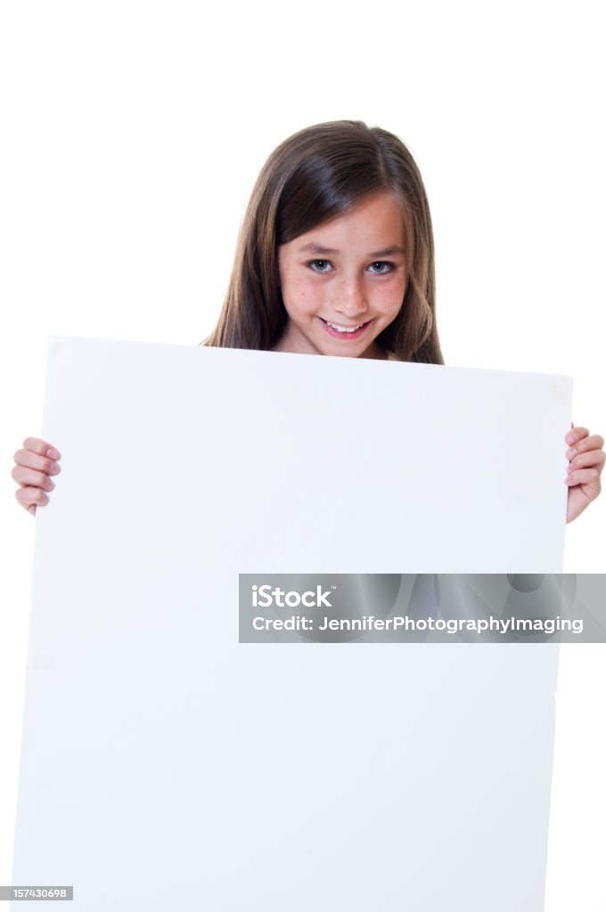 Молодая девочка держит пустой знак - Стоковые фото Баннер - знак роялти-фри