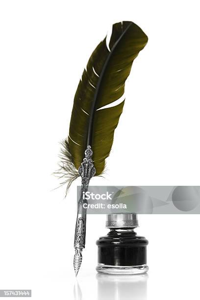 Quill Pen And Inkwell Stock Photo - Download Image Now - Cut Out, Quill Pen, Ink Well