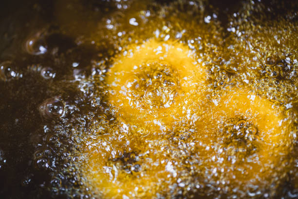 Frying foods macrophotography