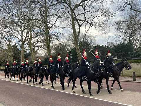 london, United Kingdom – February 08, 2023: The Royal knights in Kensington park.