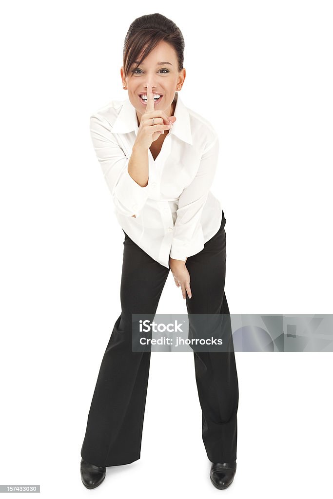 Junge Geschäftsfrau auf weiß mit einem geheimen - Lizenzfrei Attraktive Frau Stock-Foto