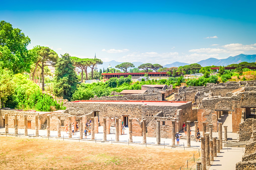 ruins of Pompeii at summer day, Italy