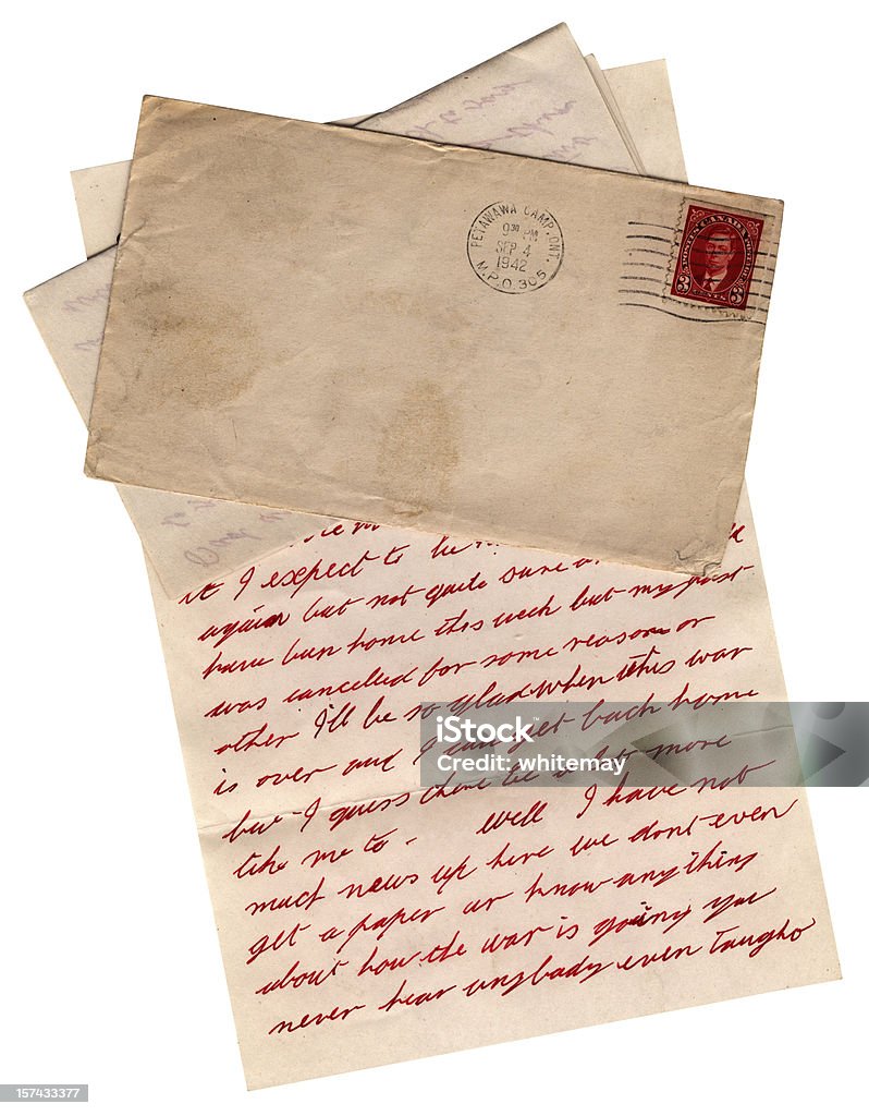 Abris anti-Lettre de camp militaire canadienne de de Petawawa, Ontario, 1942 - Photo de Écriture manuscrite libre de droits