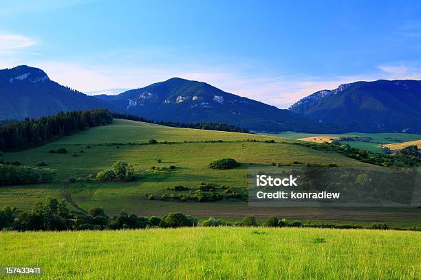 Foto de Paisagem De Montanha e mais fotos de stock de Agricultura - Agricultura, Azul, Branco