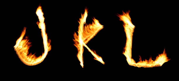 feuer alphabet jkl - letter j fotos stock-fotos und bilder