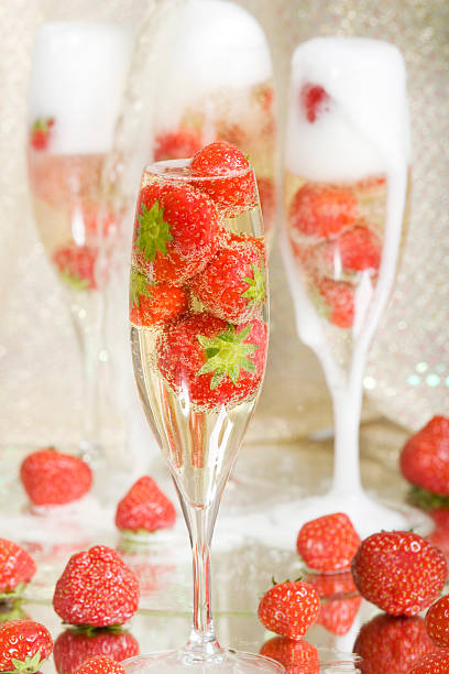 champagne and strawberries stock photo