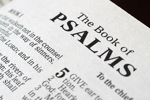 Close up on the title "The Book of Psalms"