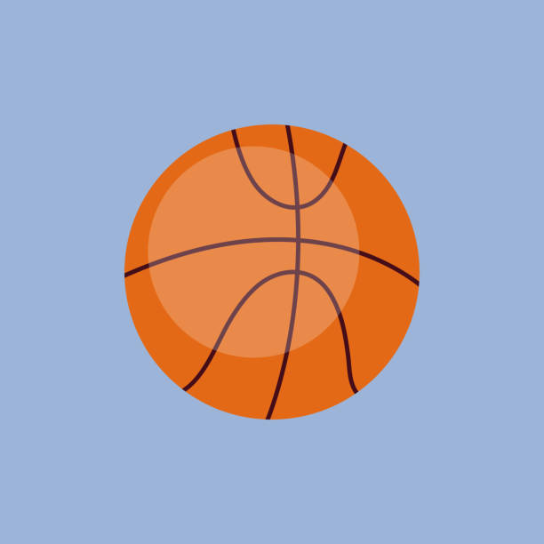 ilustrações, clipart, desenhos animados e ícones de bola de basquete. ilustração vetorial isolada no fundo azul. - basketball basketball hoop selective focus net