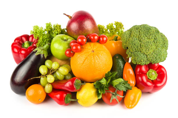 istock Fruits and vegetables isolated on white . 1574343296